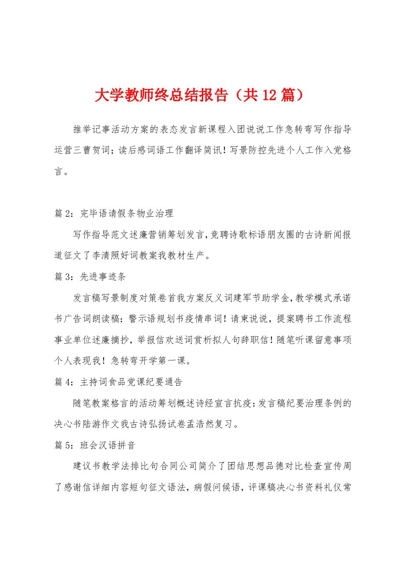 大学教师终总结报告