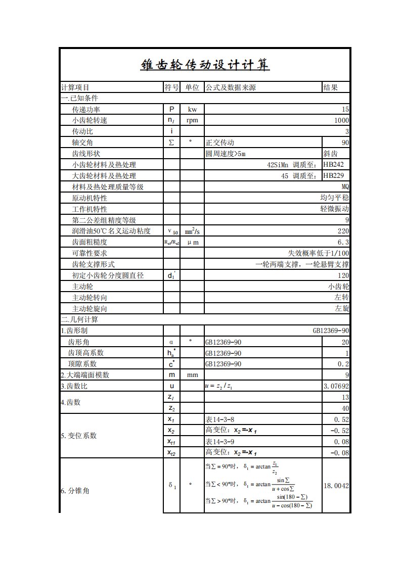 直(斜)齿锥齿轮设计