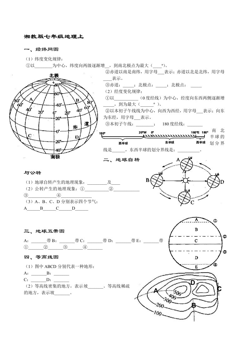 (最完整)湘教版地理填充图题(七、八年级总复习)