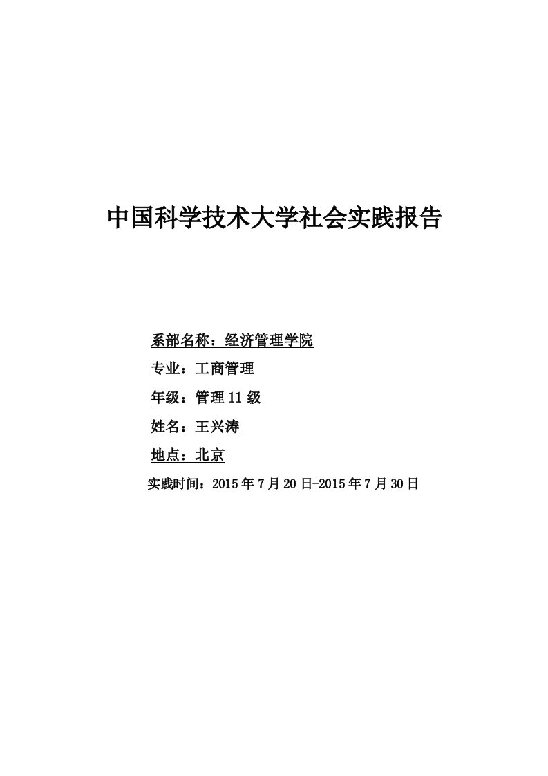 中科大学生汽车租赁行业社会实践报告