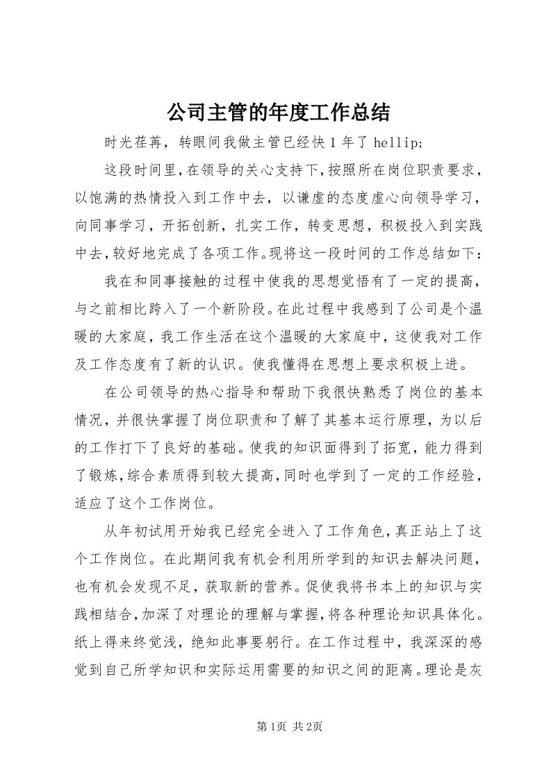 公司主管的年度工作总结