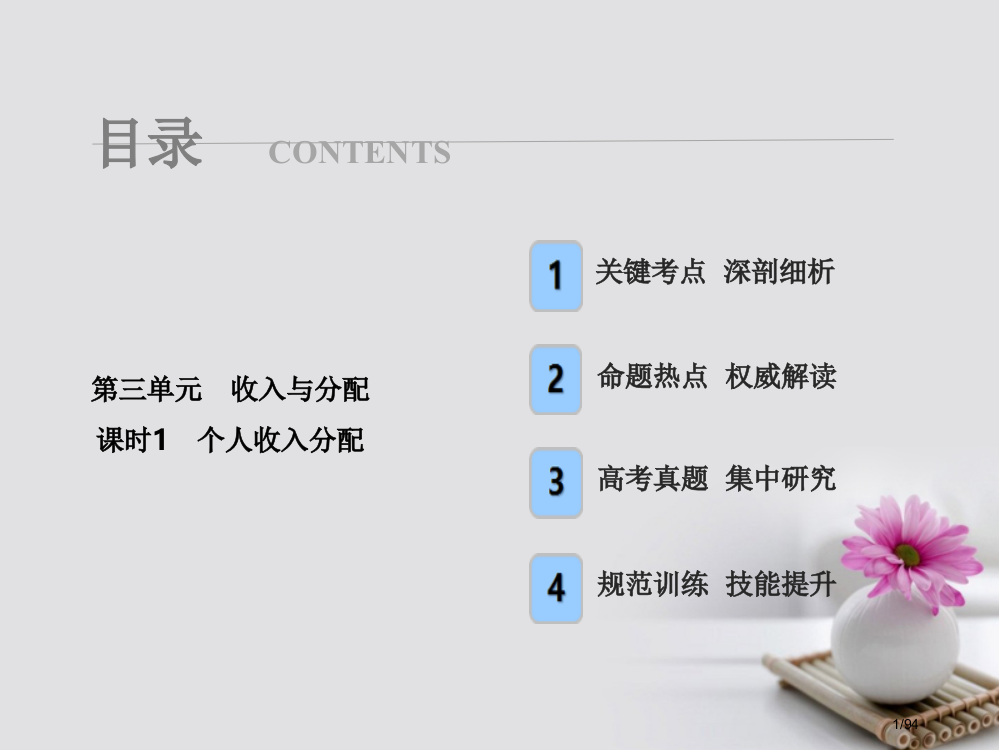 高考政治总复习第三单元收入与分配课时1个人收入的分配市赛课公开课一等奖省名师优质课获奖PPT课件