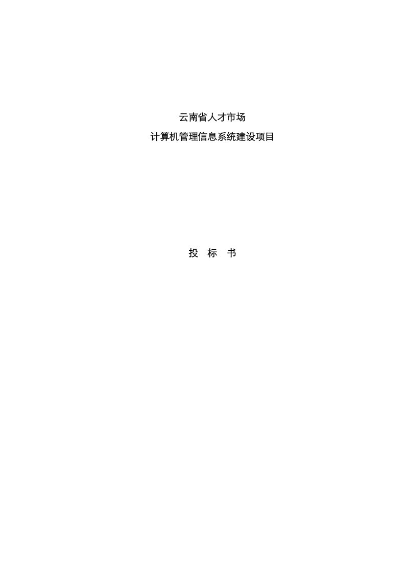 人才市场计算机管理信息系统建设专项项目投优秀标书