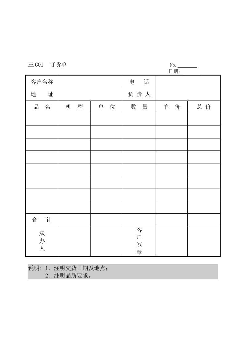 企业营销管理表格汇总4