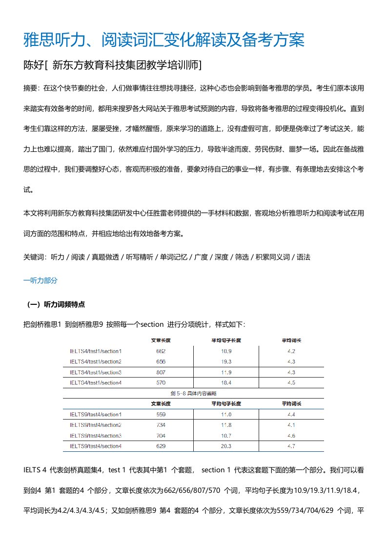 雅思听力、阅读词汇变化解读和备考方案