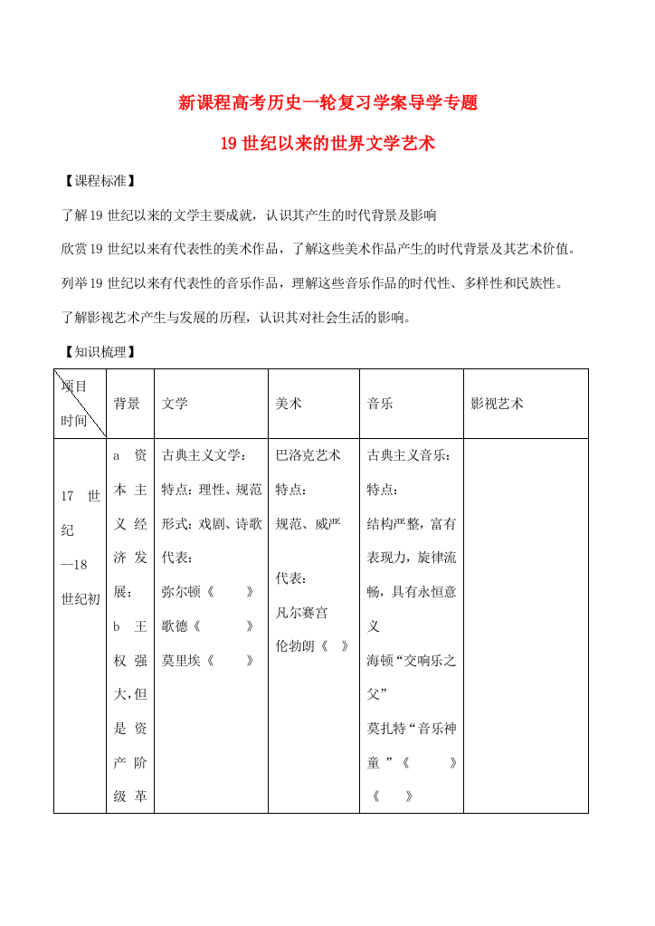 高考历史一轮复习学案导学案