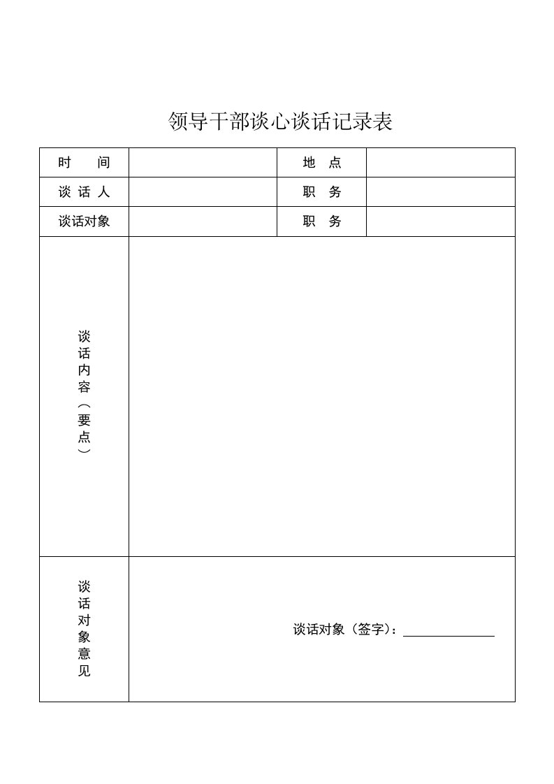 领导干部谈心谈话记录表