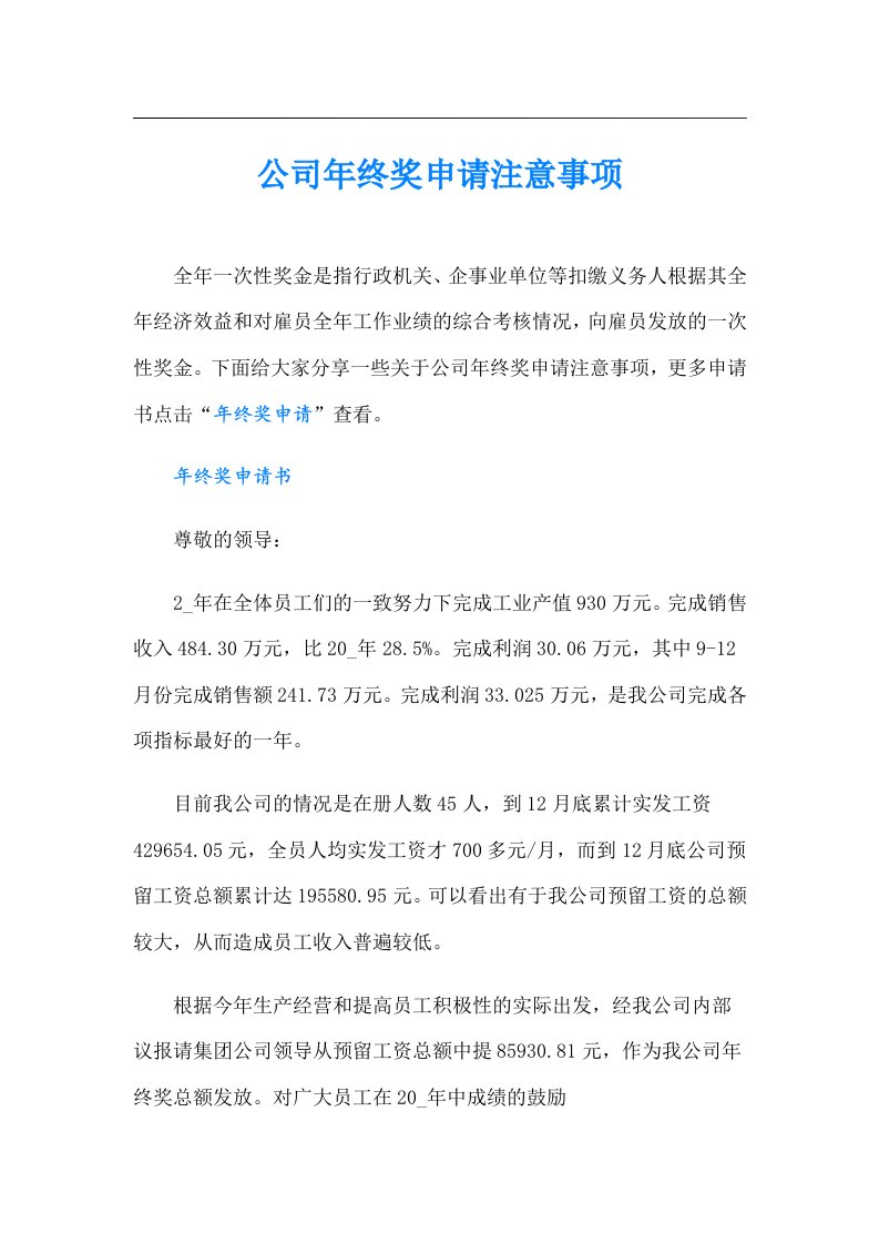 公司年终奖申请注意事项