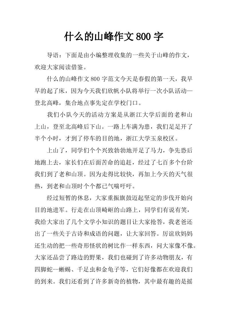 什么的山峰作文800字