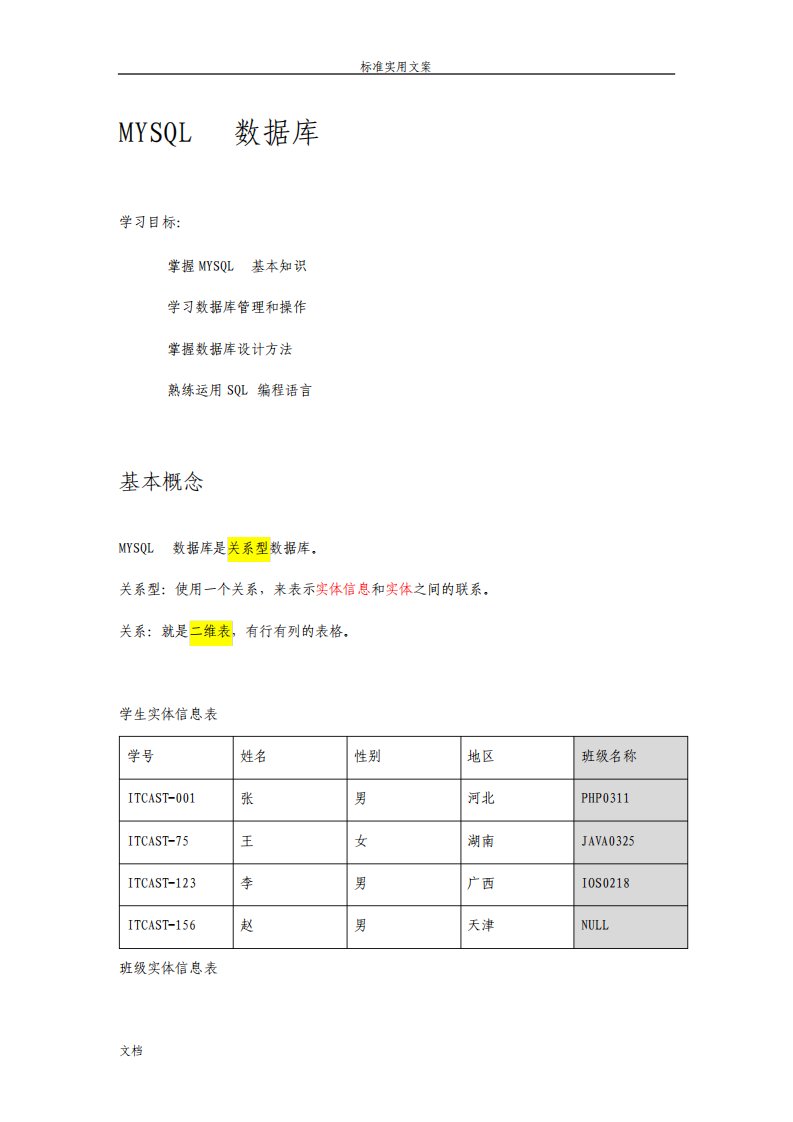 MYSQL大数据库基本操作详细教程