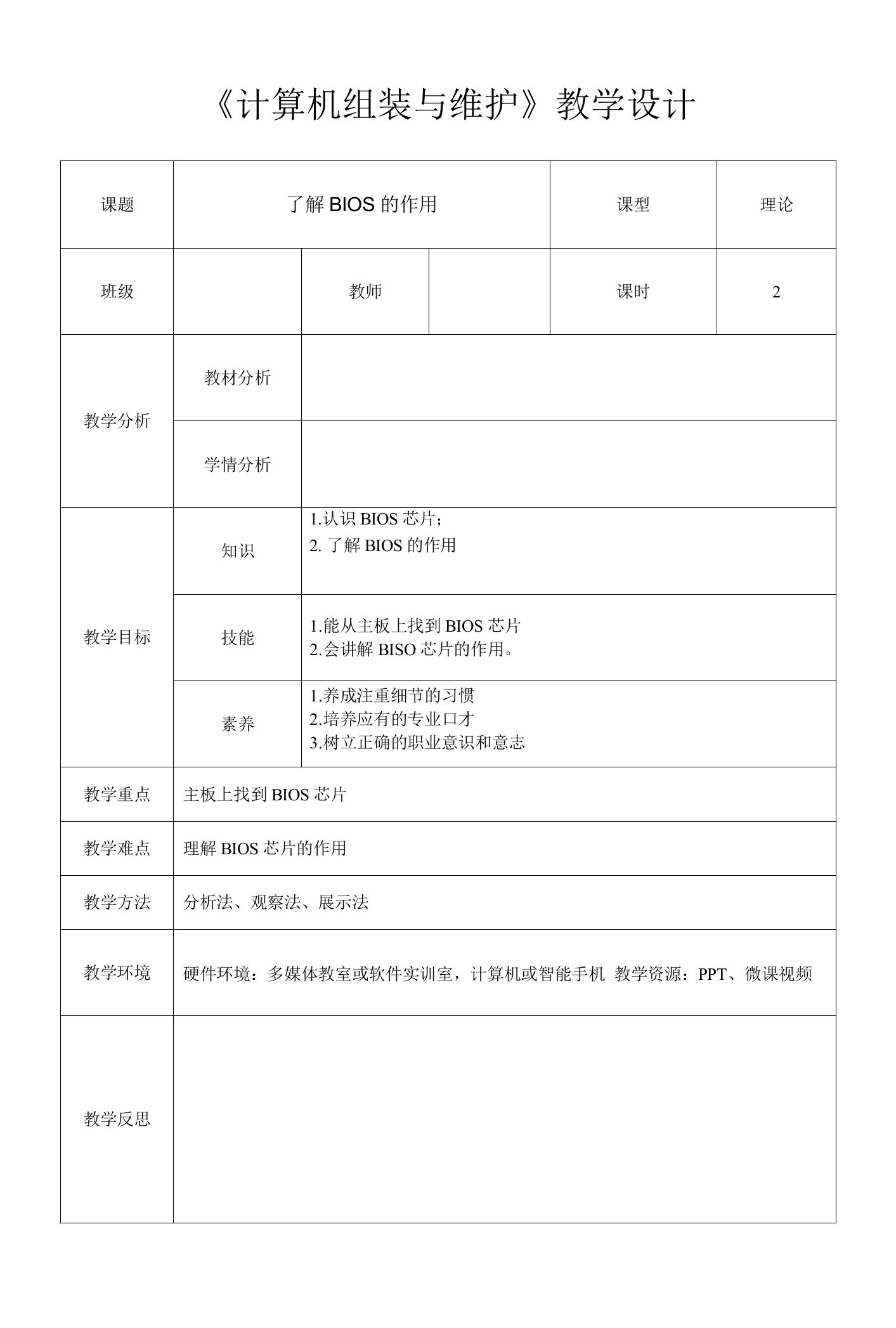 计算机组装与维护-了解BIOS的作用