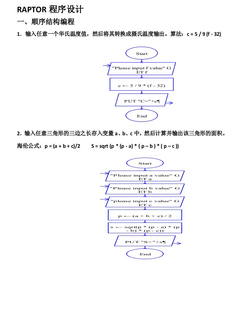 RAPTOR程序设计例题参考答案