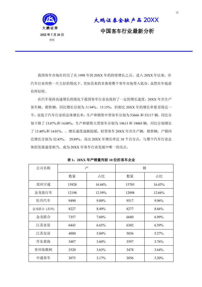 行业分析-中国客车行业最新分析