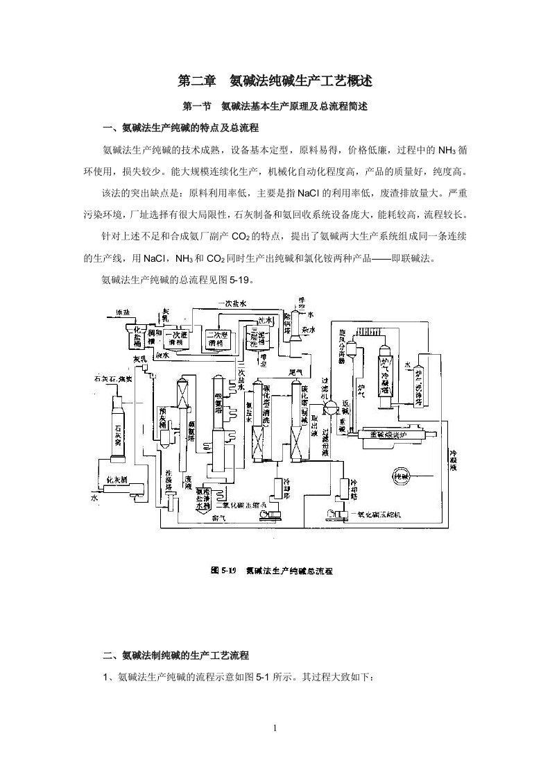 氨碱法纯碱生产工艺概述