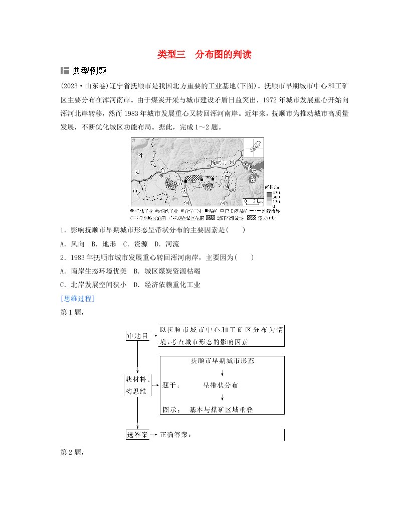 2024届高考地理二轮专题复习与测试第三部分专题一地理图表的判读类型三分布图的判读