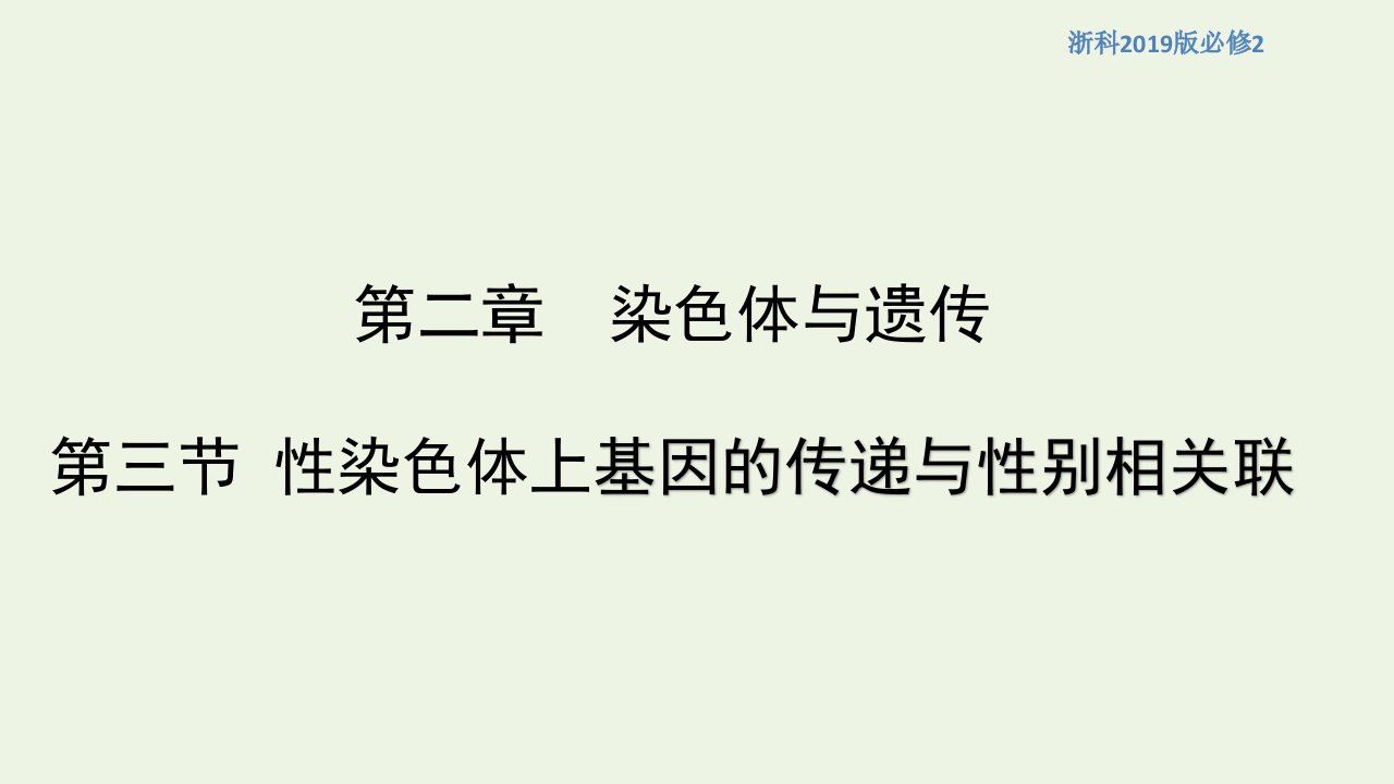 新教材高中生物第二章染色体与遗传第三节性染色体上基因的传递和性别相关联课件1浙科版必修2