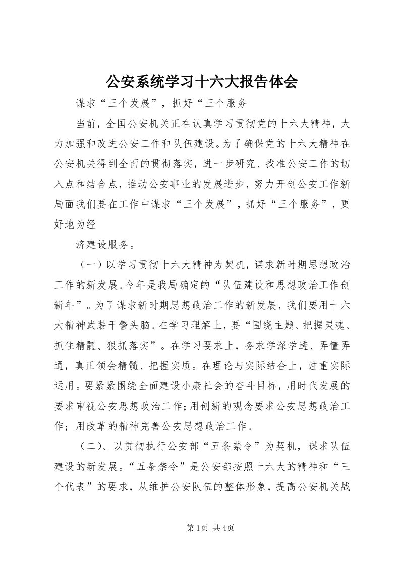 公安系统学习十六大报告体会