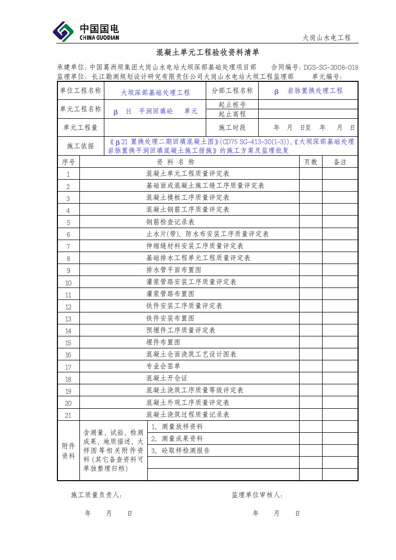 表A29：溷凝土单元工程cq表格回填砼