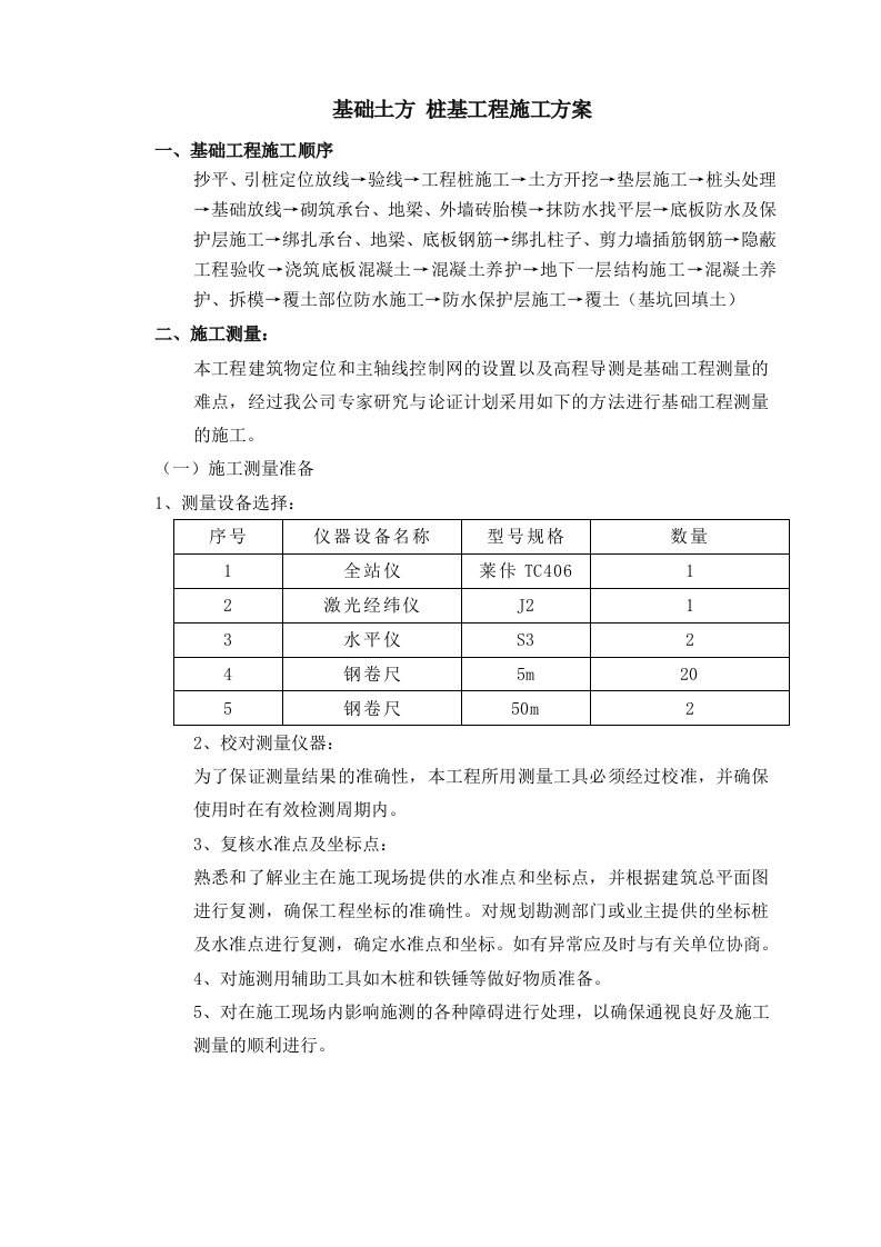 施工组织-基础土方桩基工程施工方案