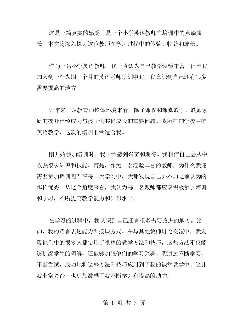 感受小学英语教师培训中的点滴成长