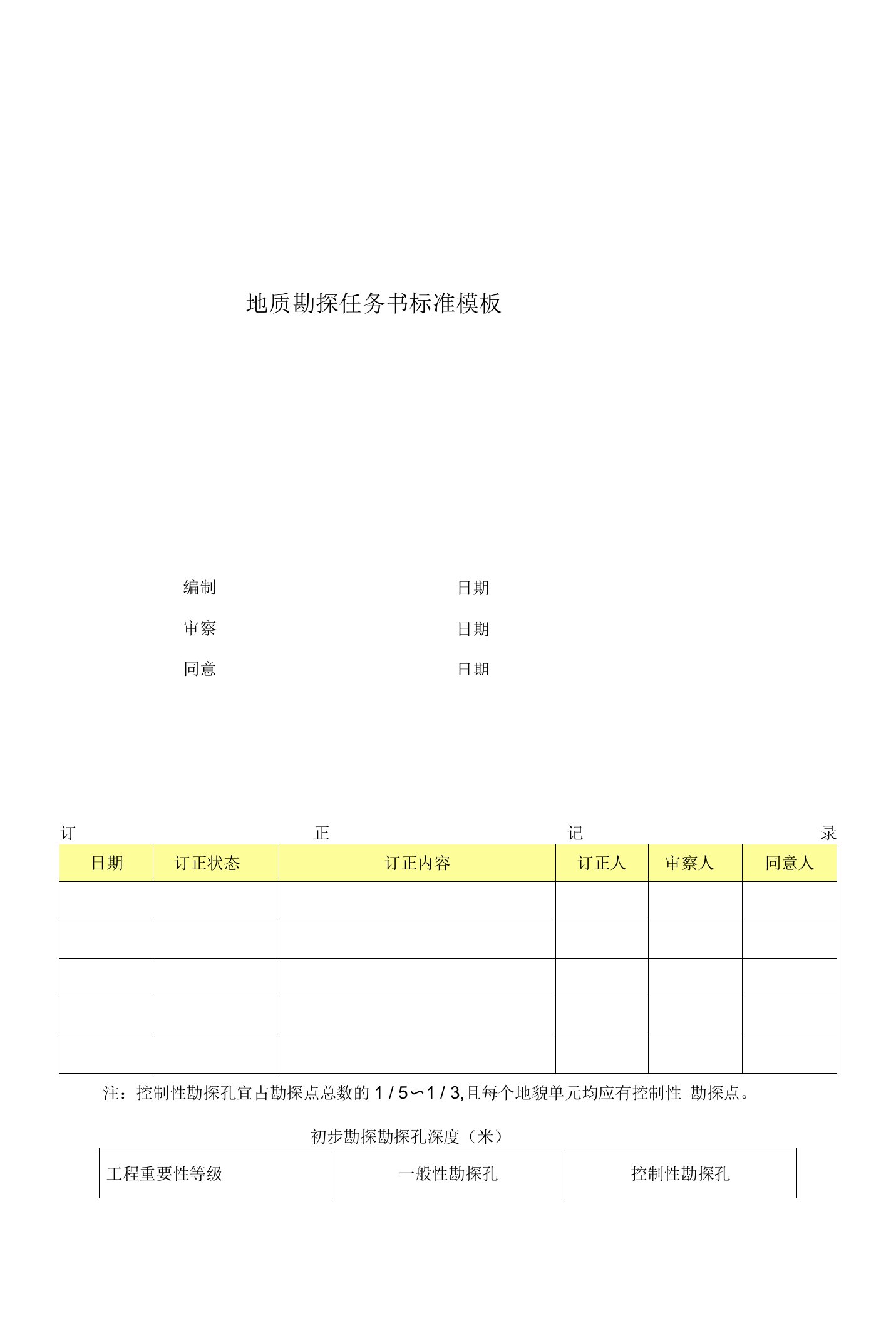 地质勘察任务书模板