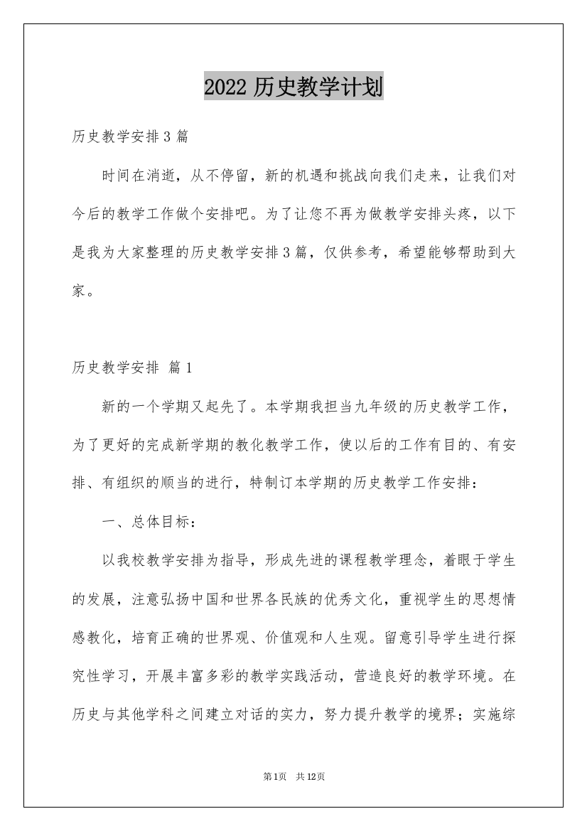 2022历史教学计划_12