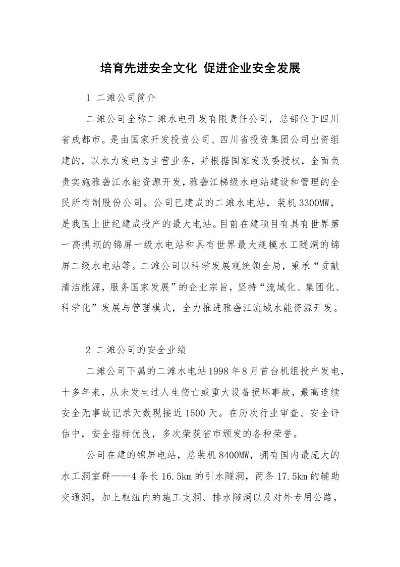 安全文化_实践经验_培育先进安全文化