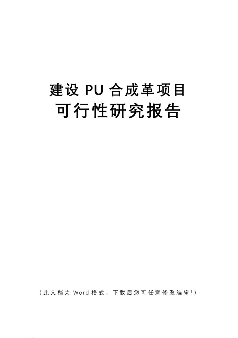 pu合成革建设可行性研究报告