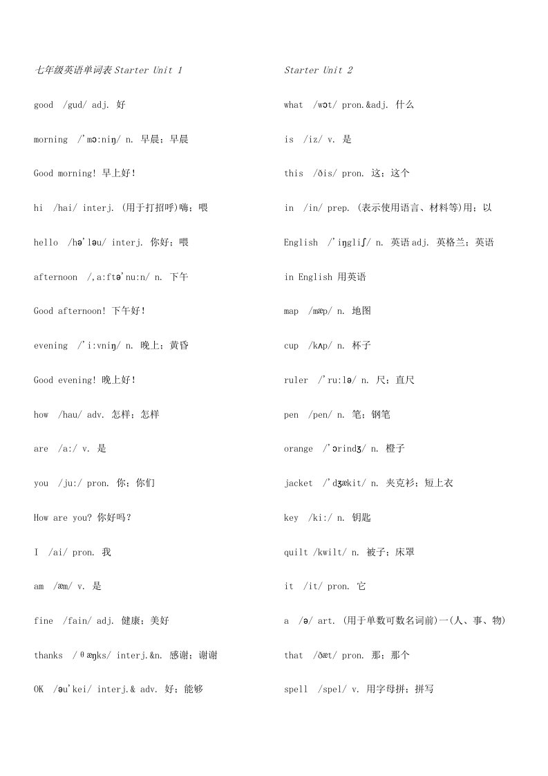 人教版初中英语单词汇总表新版资料