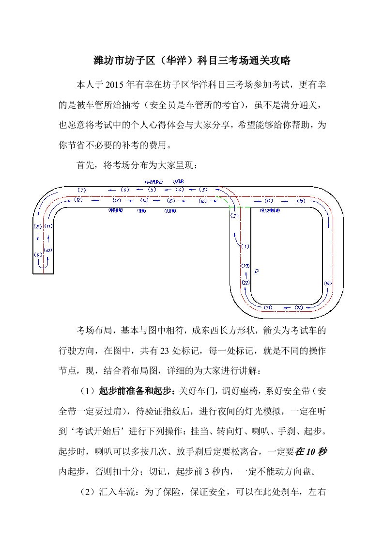 潍坊坊子(华洋)科目三考试攻略