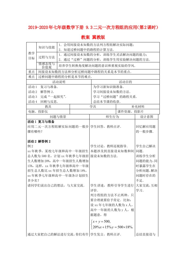 2019-2020年七年级数学下册