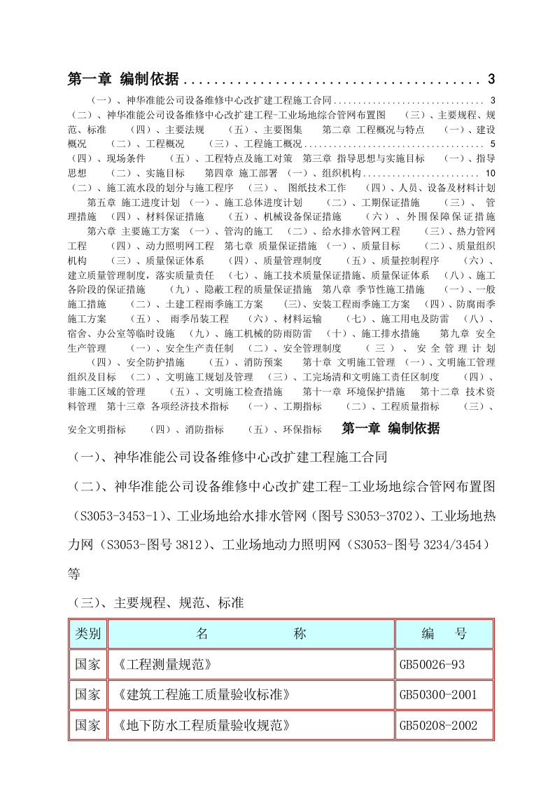 煤矿设备维修中心改扩建工程工业场地综合管网施工组织设计内蒙古