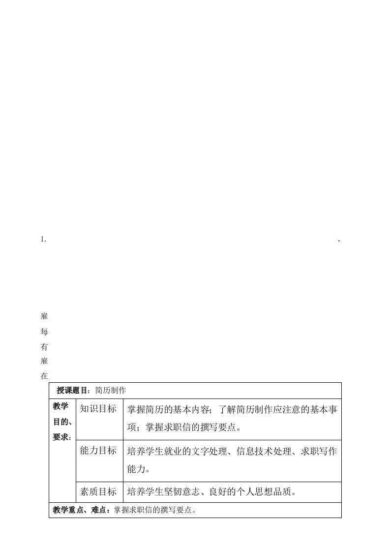 就业指导教案(简历制作)