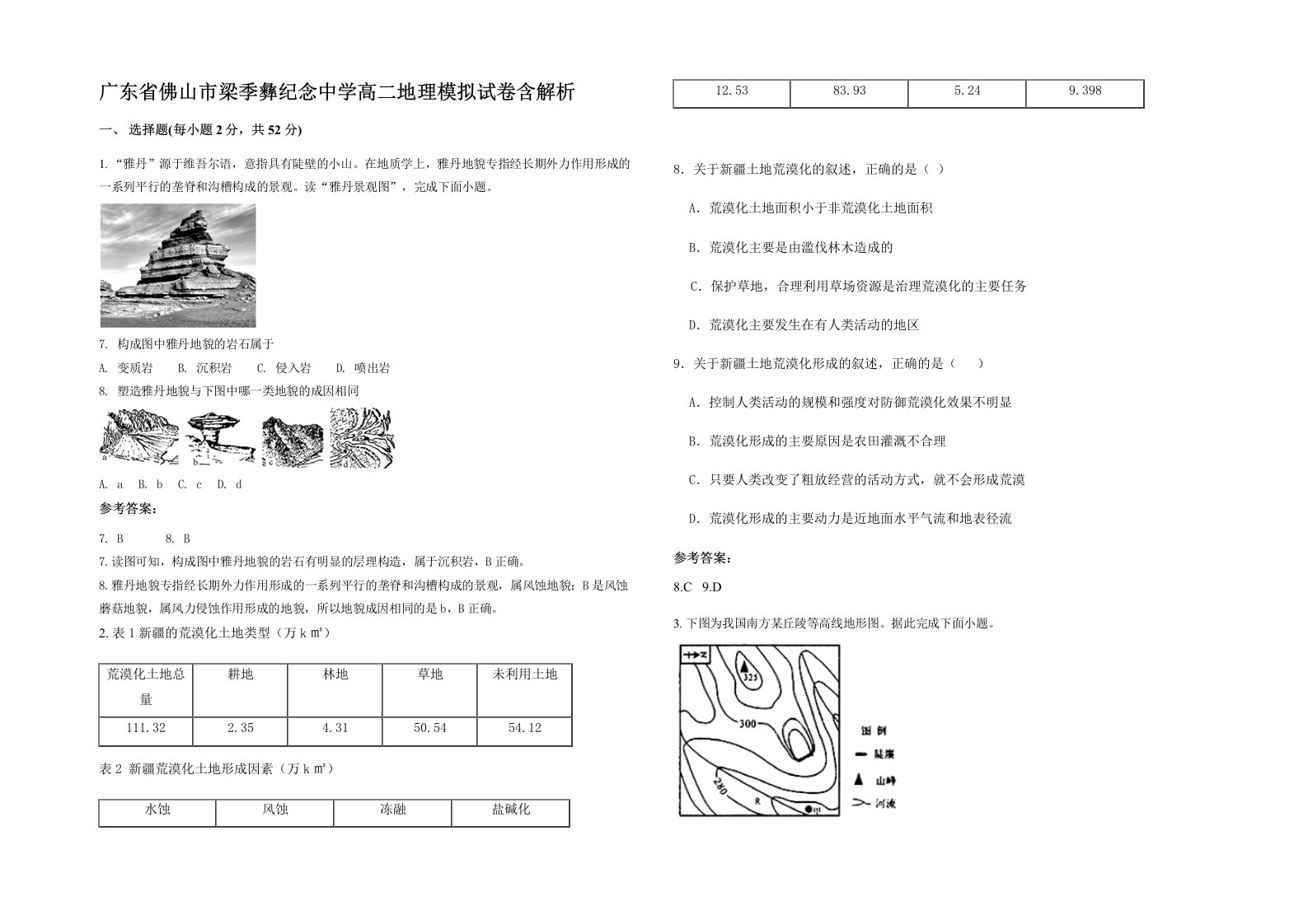 广东省佛山市梁季彝纪念中学高二地理模拟试卷含解析