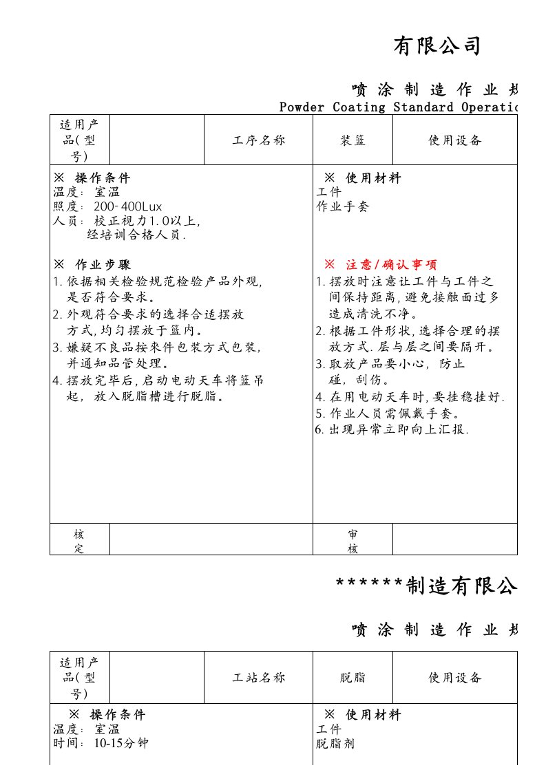 喷涂作业指导书sop格式