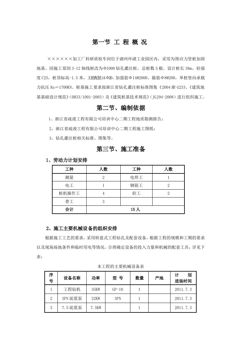 钻孔灌注桩方案