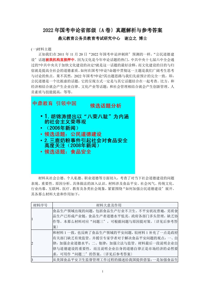 【鼎元公考】谢立之详批12年国考申论真题A卷