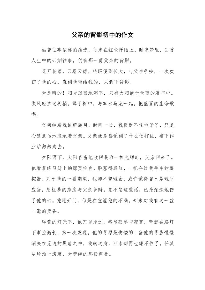 父亲的背影初中的作文