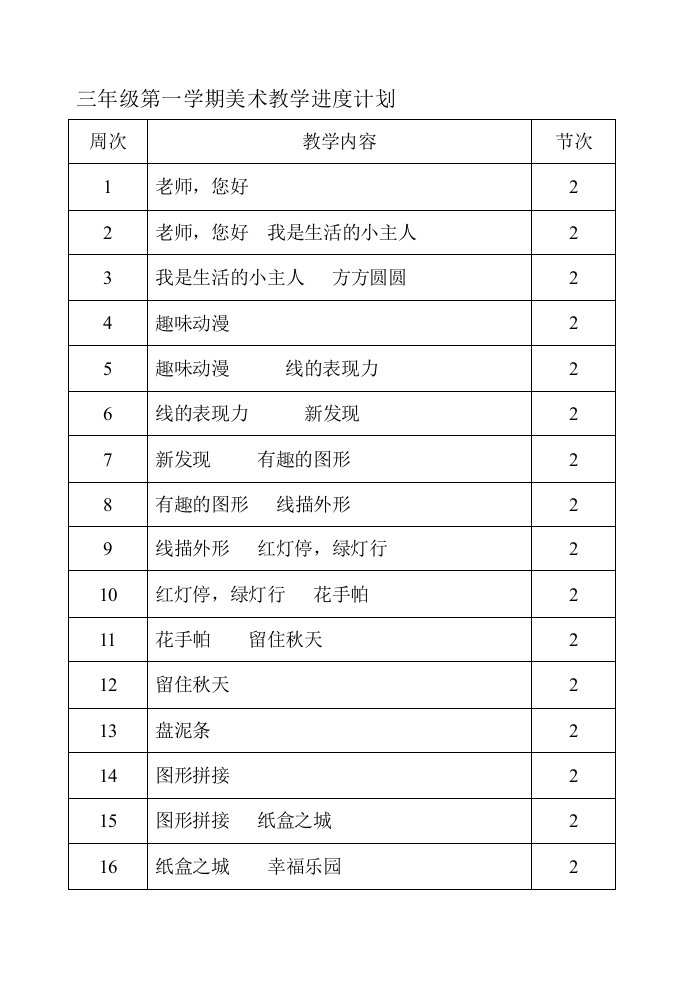 湘教版小学三年级上册美术教案　全册