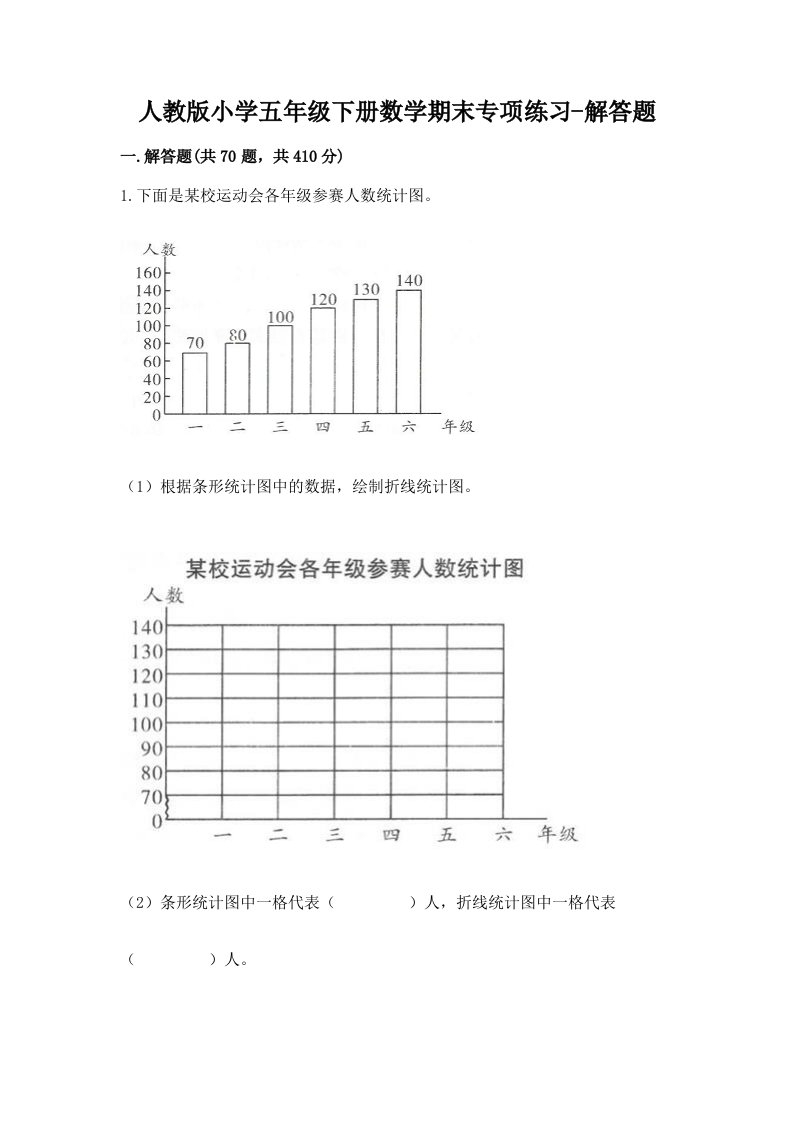 人教版小学五年级下册数学期末专项练习-解答题带答案（巩固）