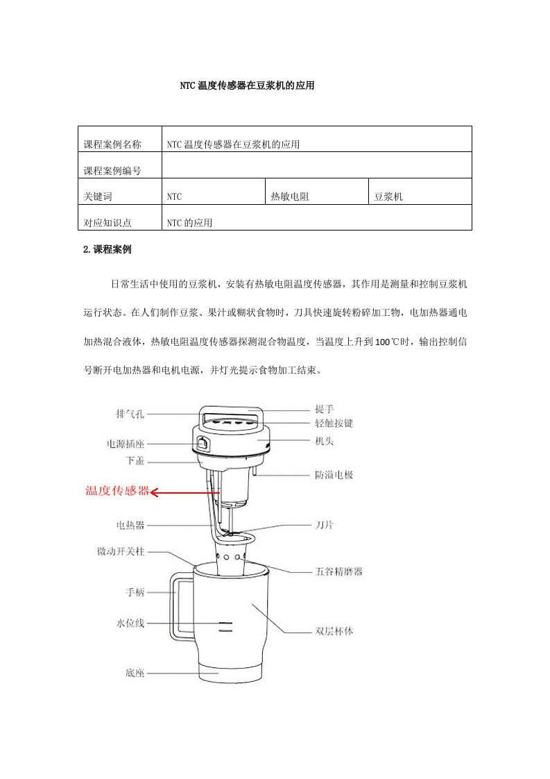 050111c10-NTC温度传感器在豆浆机的应用