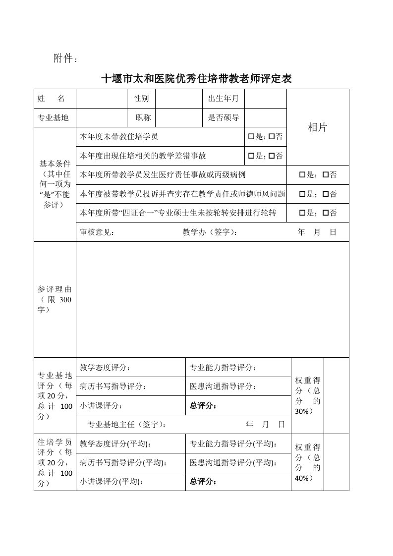 十堰太和医院优秀住培带教老师