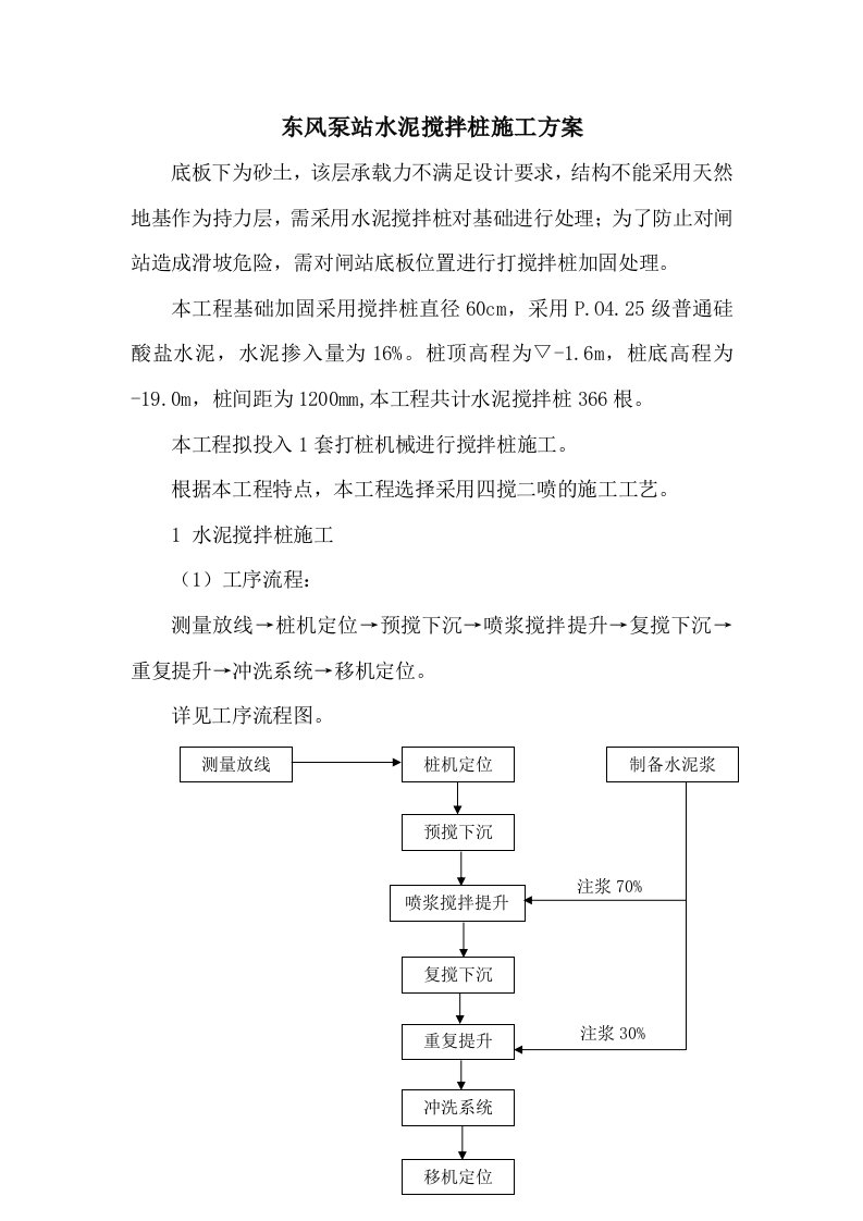 水泥搅拌桩专项施工方案