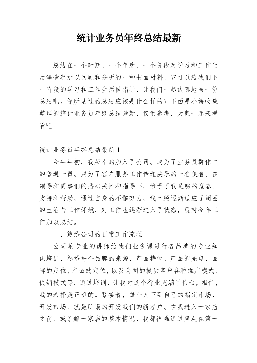 统计业务员年终总结最新