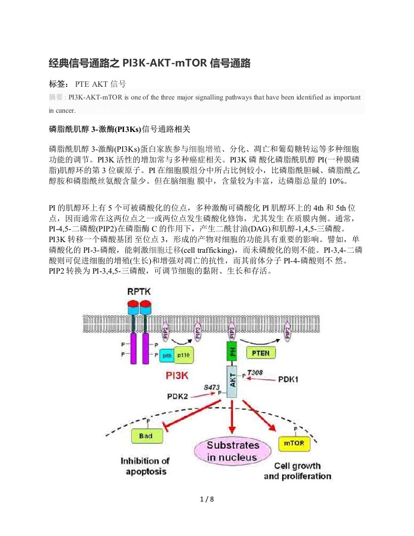 经典信号通路之PIK