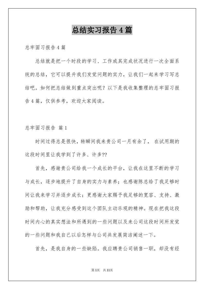 总结实习报告4篇例文0