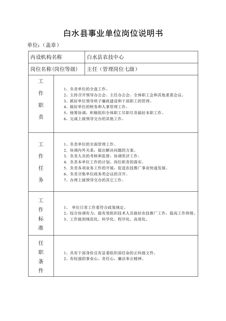 白水县事业单位岗位说明123