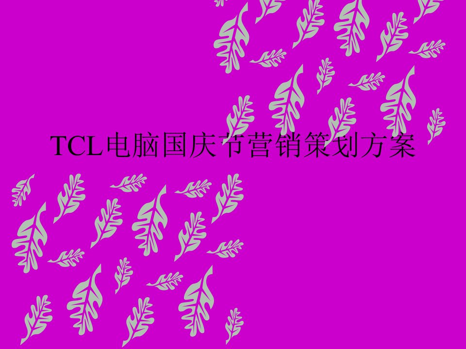 TCL电脑国庆节营销策划方案