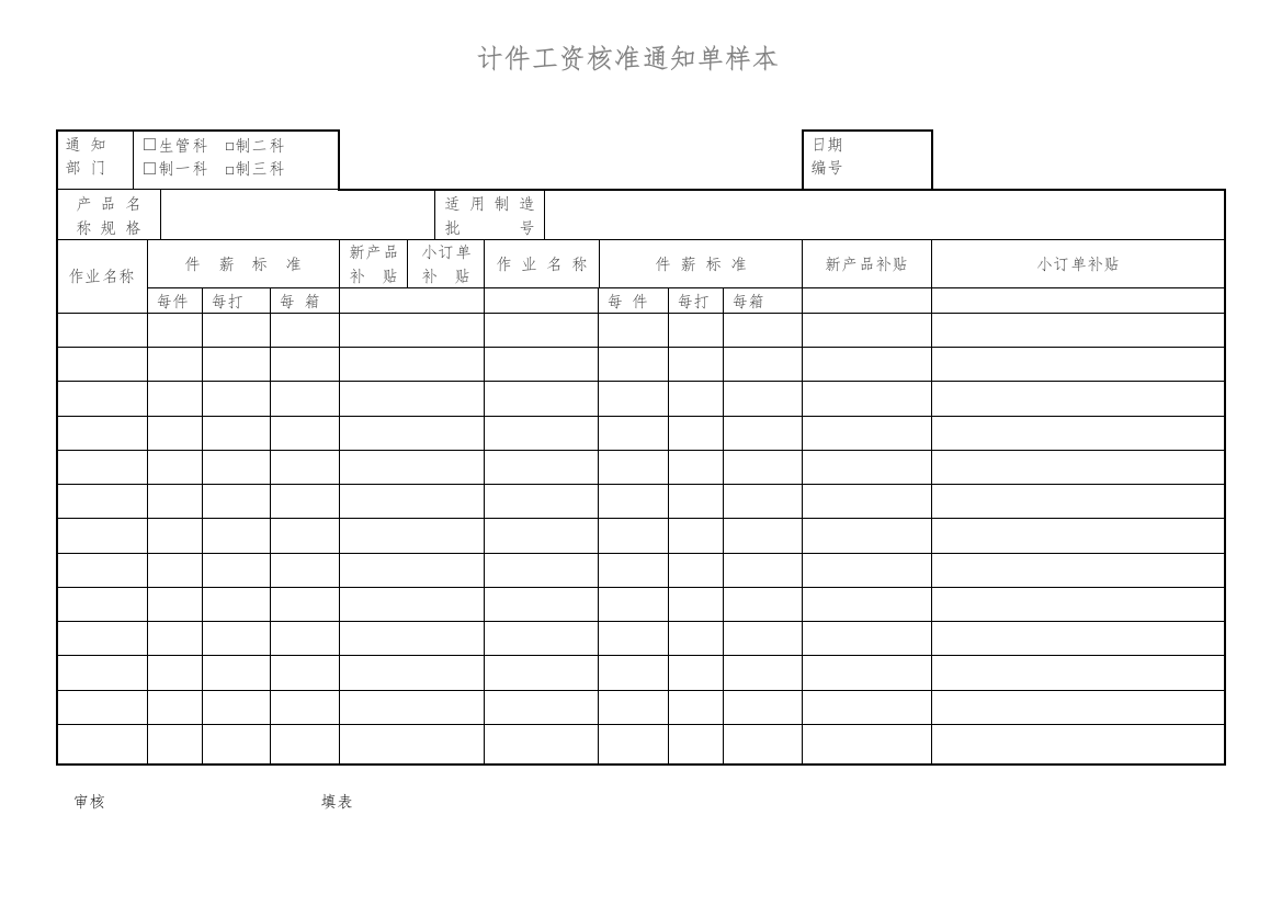 3,计件工资核准通知单样本