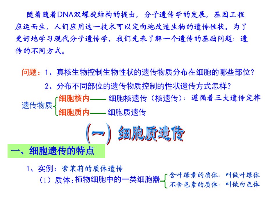 细胞质遗传与基因结构